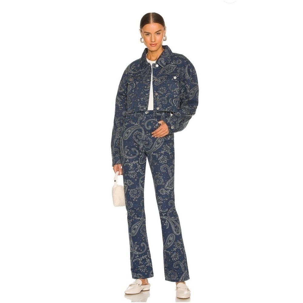 WeWoreWhat Revolve The Icon Jean in Paisley - Night 100% Cotton Sky Sz. 24